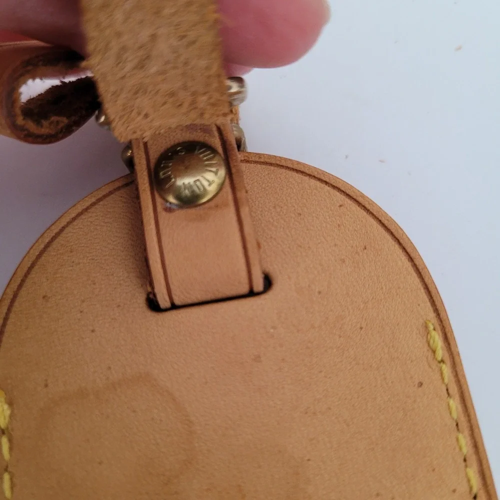 Louis Vuitton Vachetta Leather Luggage Tag M. TAKEDA Personalized Tan Made Franc
